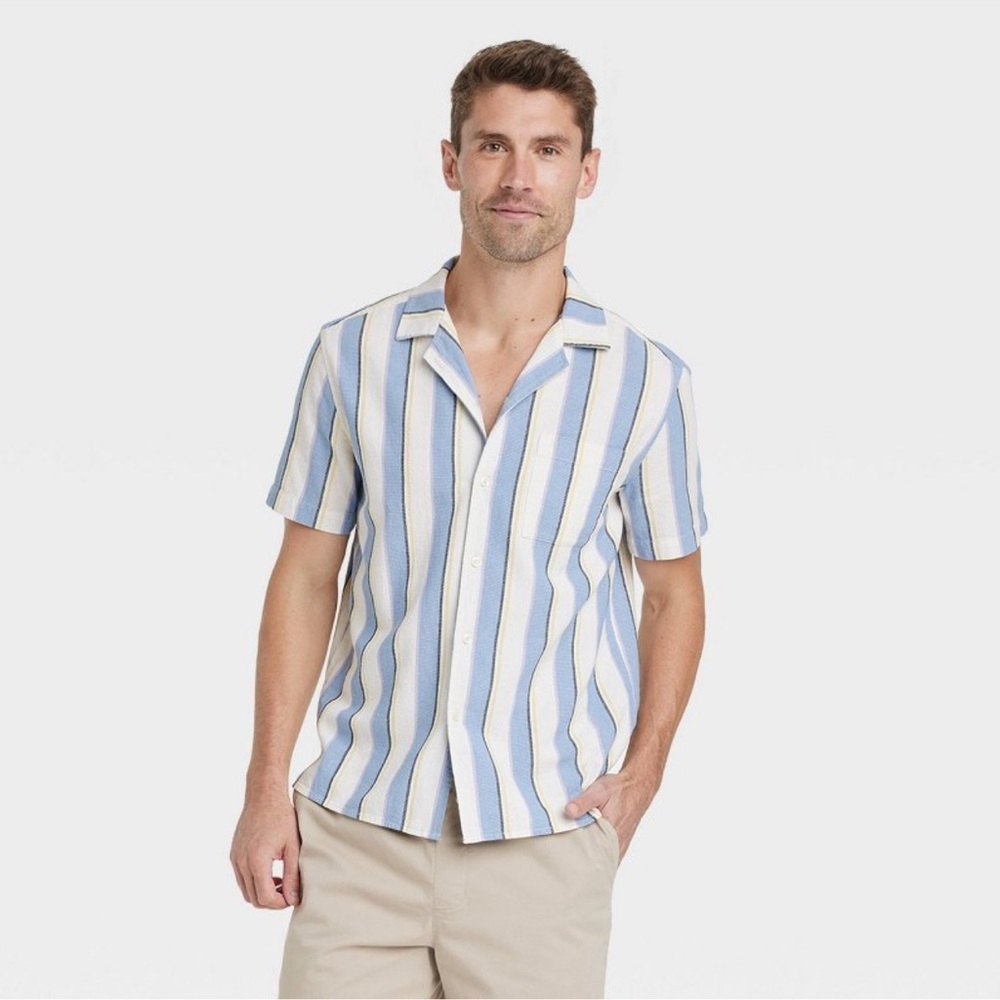 GOODFELLOW & CO striped linen button down